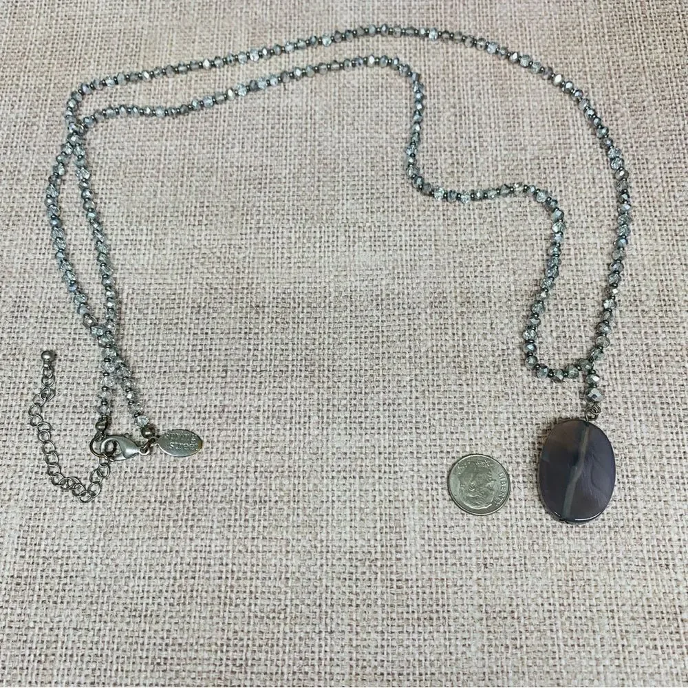 Spring Street Silver Glass Beaded Agate Necklace